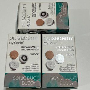 Pulsaderm My Sonic Replacement Brush Head 3 Pack For Sonic Duo Buddy Lot of 3